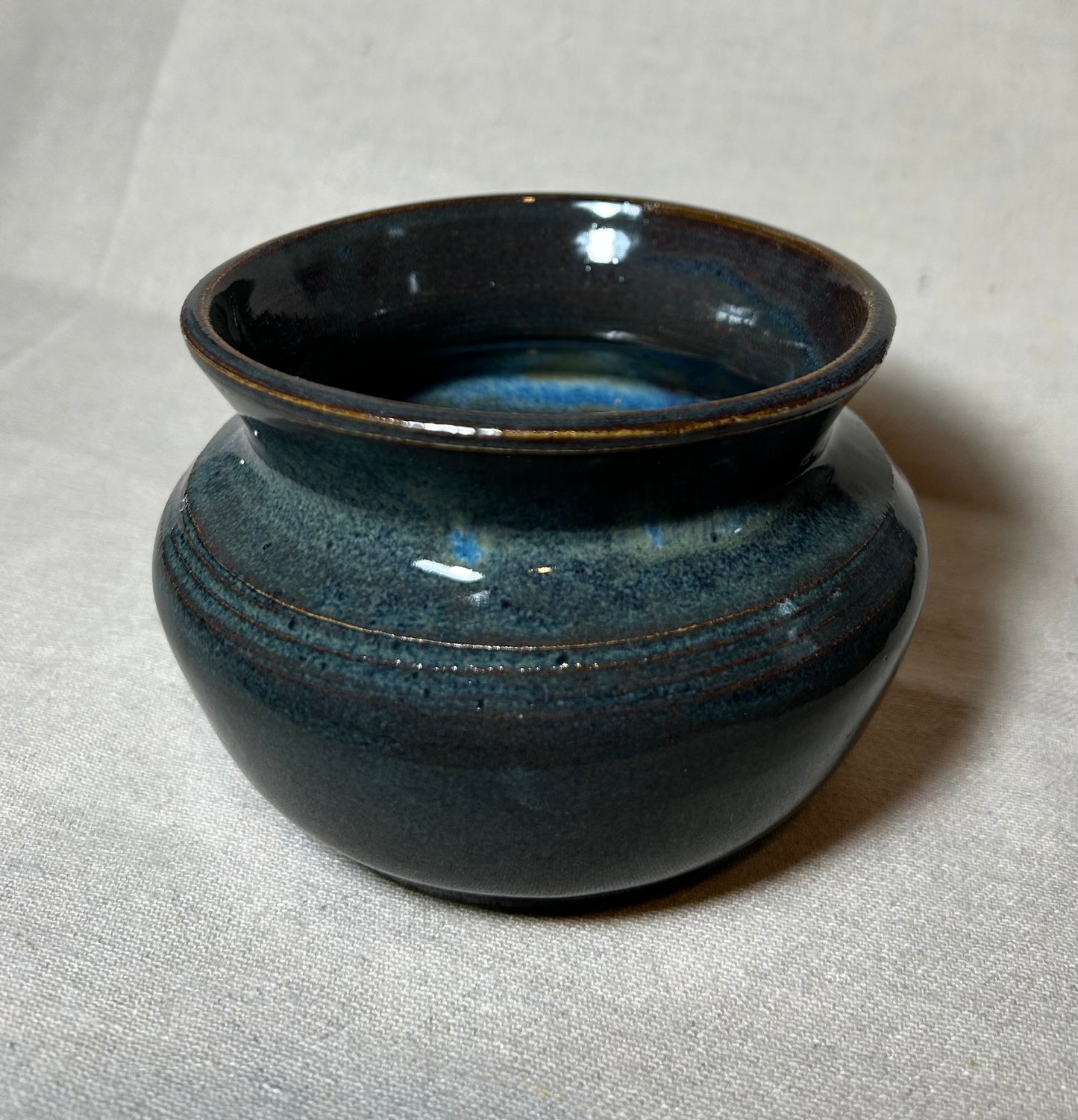 Float Blue Globe Vase- medium round ceramic