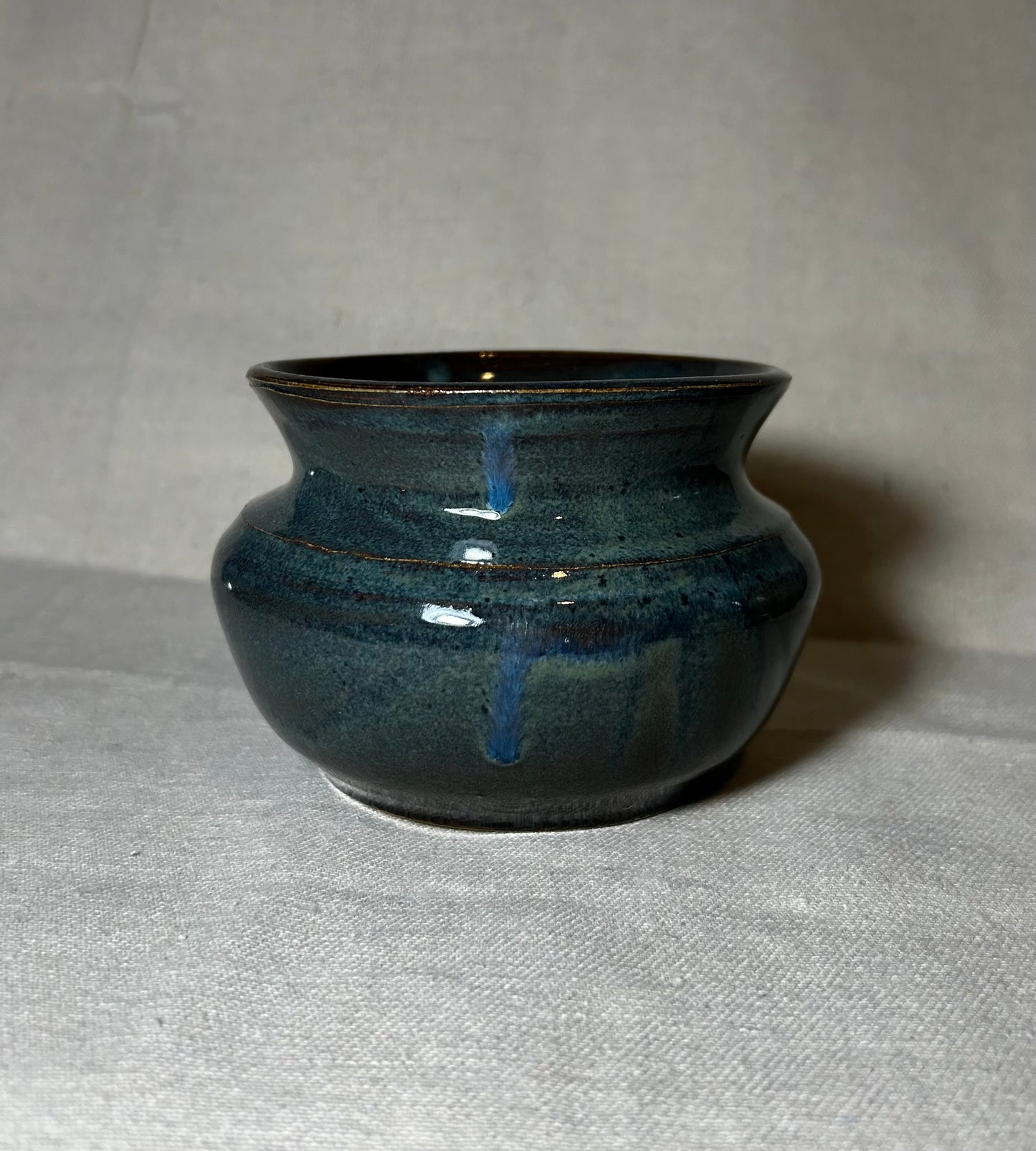 Float Blue Globe Vase- medium round ceramic