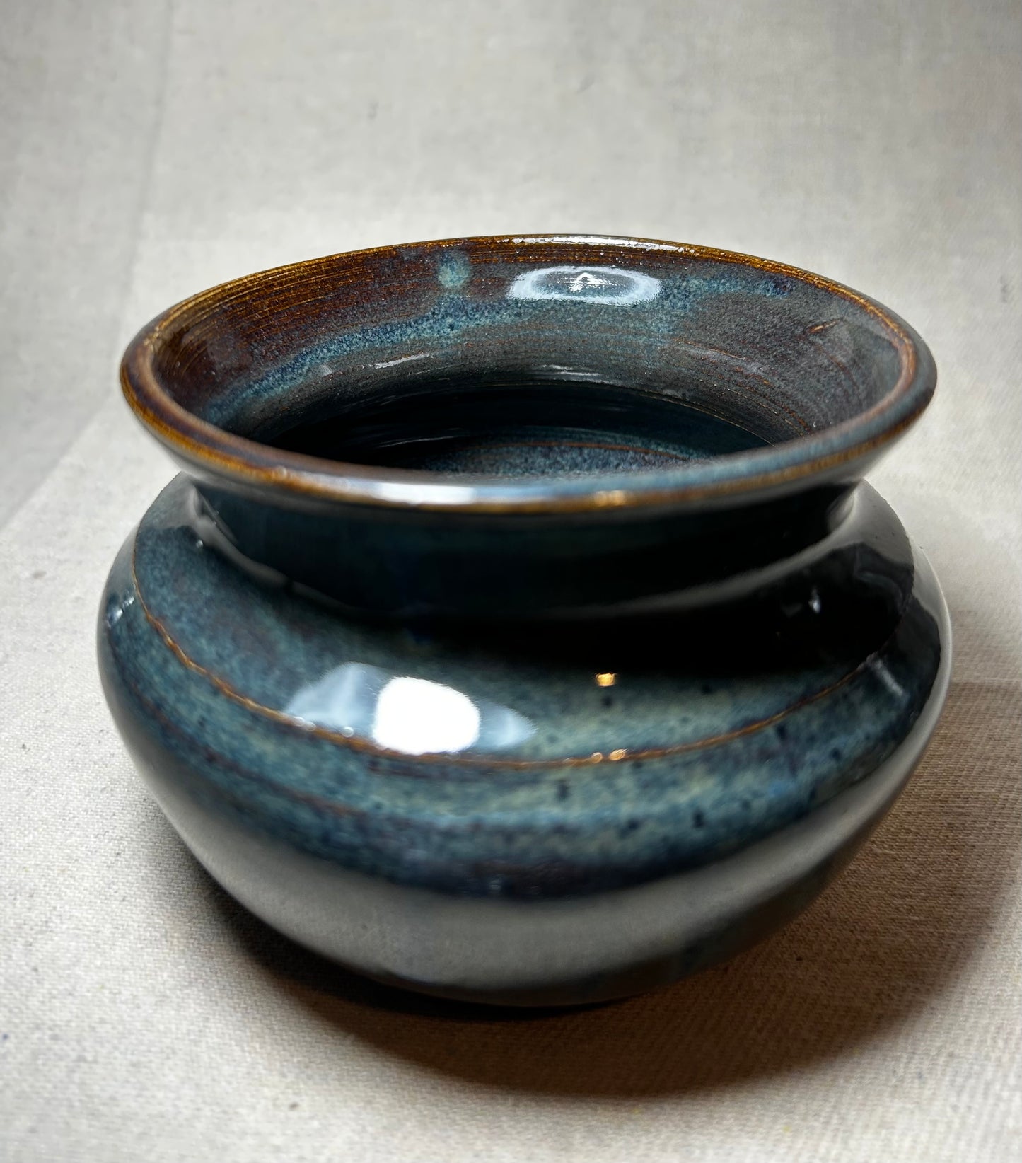 Float Blue Globe Vase- medium round ceramic