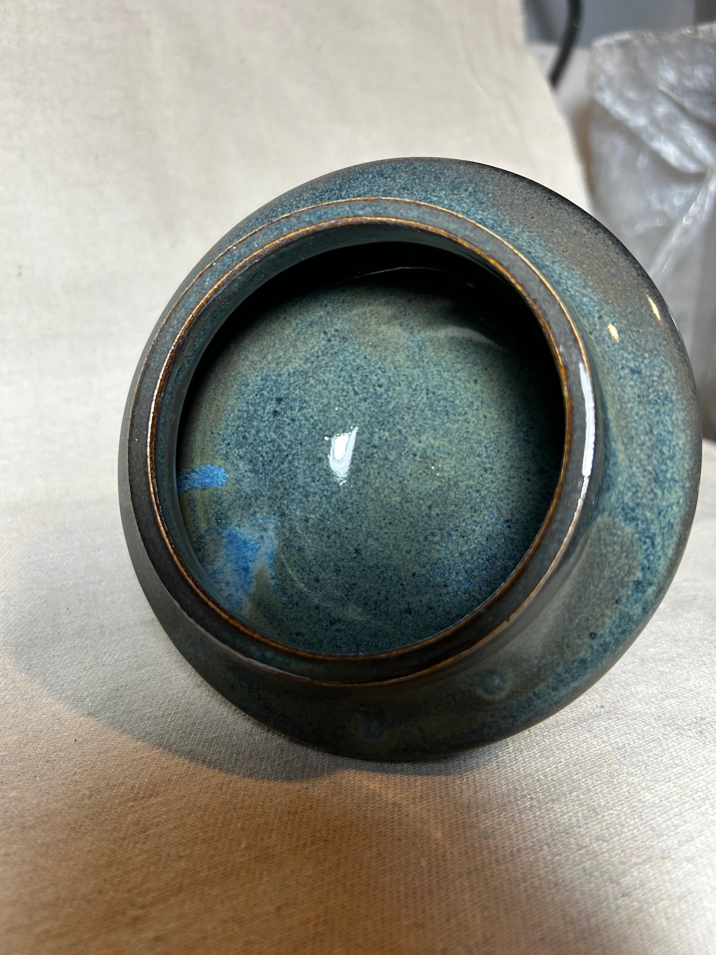 Float Blue Basin Vase-medium ceramic
