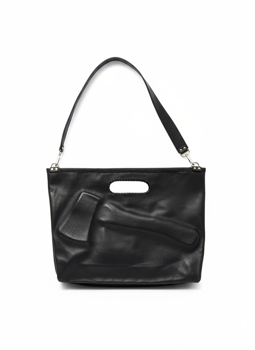 Leather hatchet crossbody bag