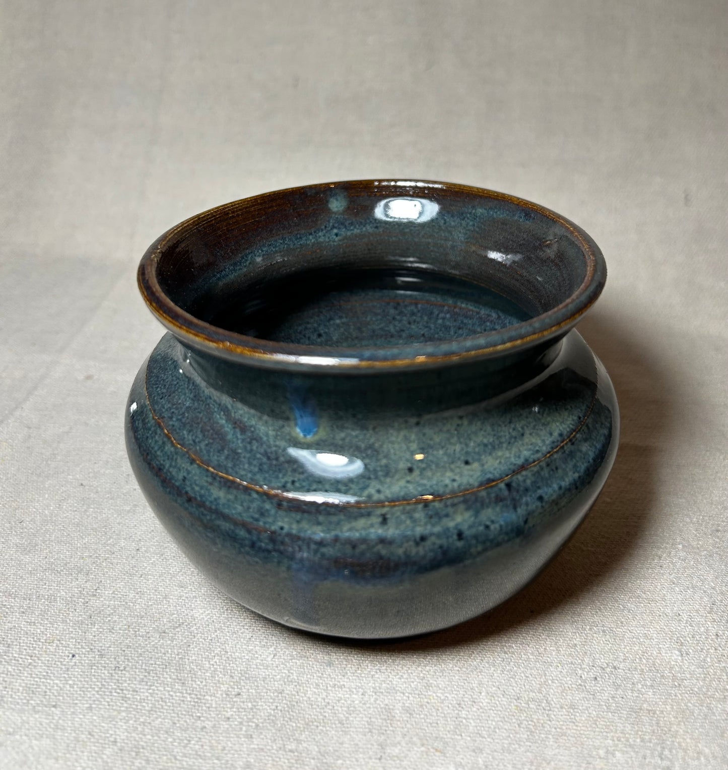 Float Blue Globe Vase- medium round ceramic