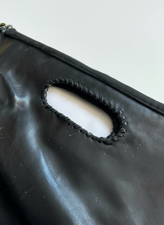 Leather hatchet crossbody bag